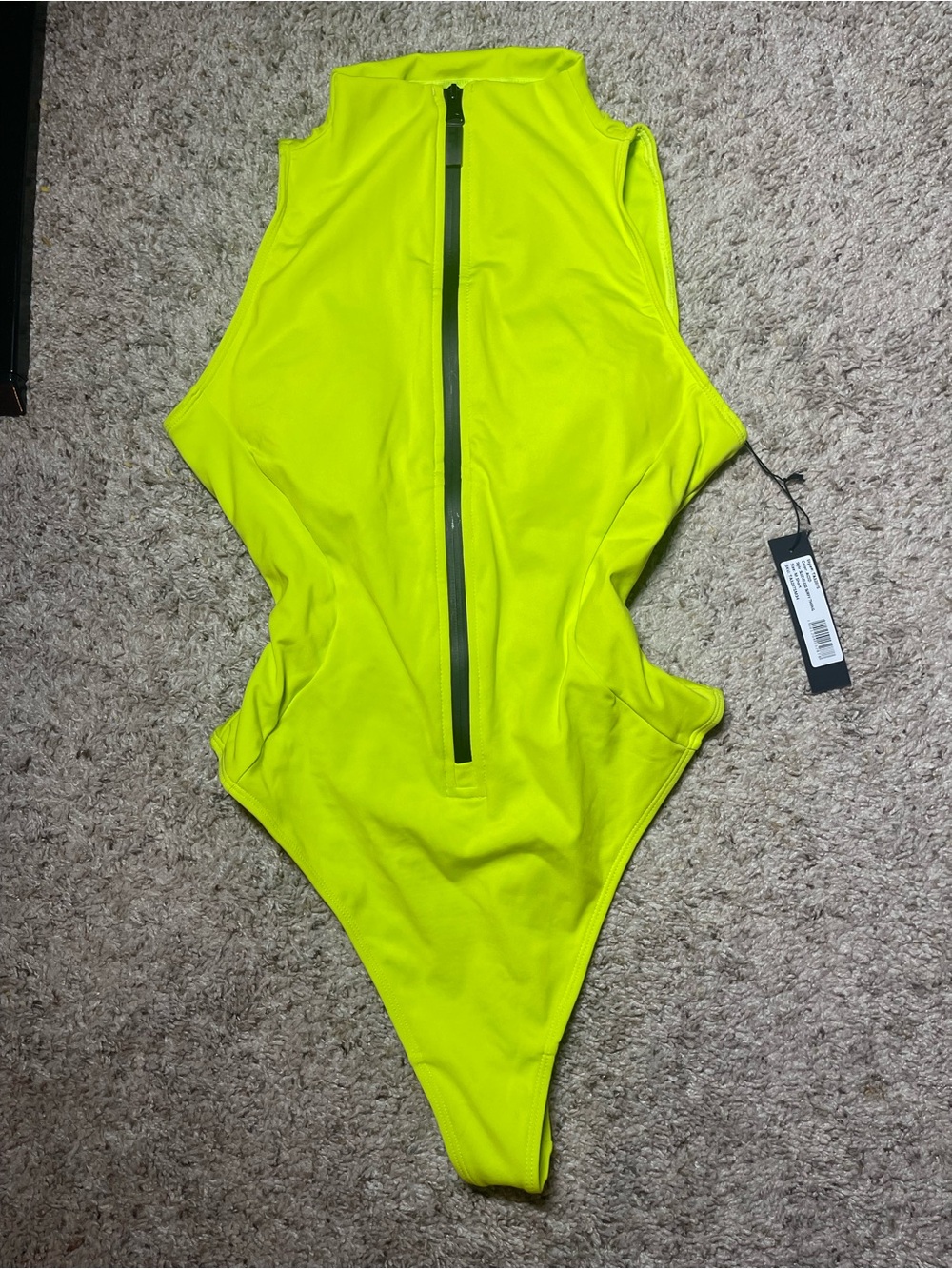TA3 Sleeveless Surfy Thong Swimsuit Acid Neon Yellow Size M Short NWT